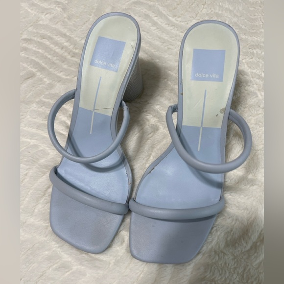 Dolce Vita Noles Light Blue Silver Block Heel Sandals 7.5 - Picture 7 of 14